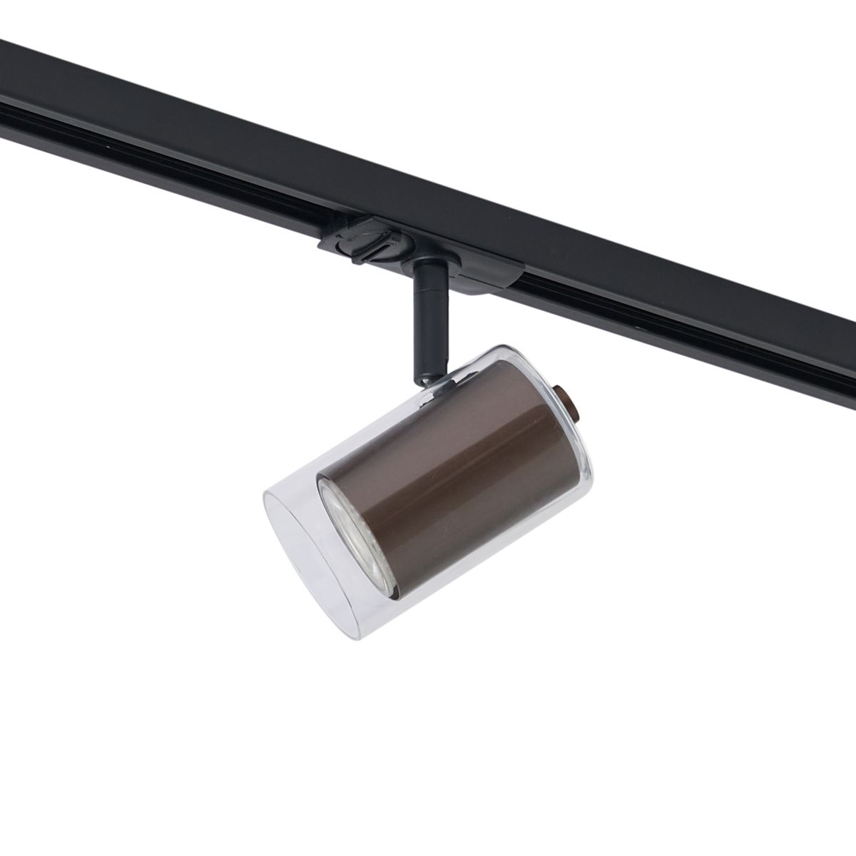 Moderne spot donker brons met helder glas voor railsysteem 1-fase - Iconic Lloyd