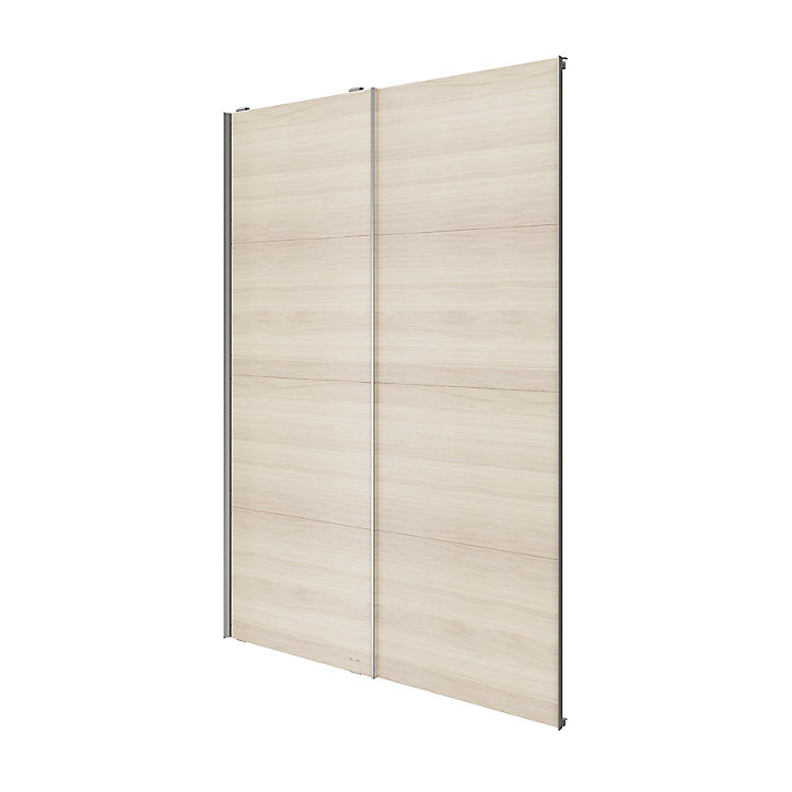Portes de placard coulissantes 2 vantaux panneaux effet chêne GoodHome Atomia H. 225 x L. 150 x ép. 5,5 cm