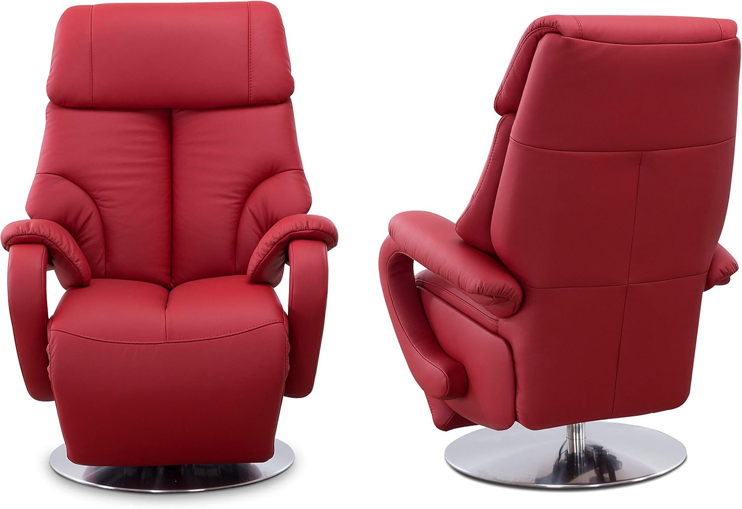 CAVADORE Ledersessel Istanbul / Fernsehsessel mit manuell verstellbarer Relaxfunktion / 80 x 115 x 79 / Echtleder: Rot