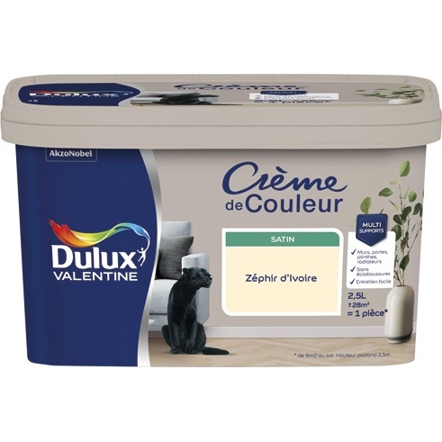 Peinture 2.5 L Crème de Couleur Satin - Zéphir d'Ivoire
