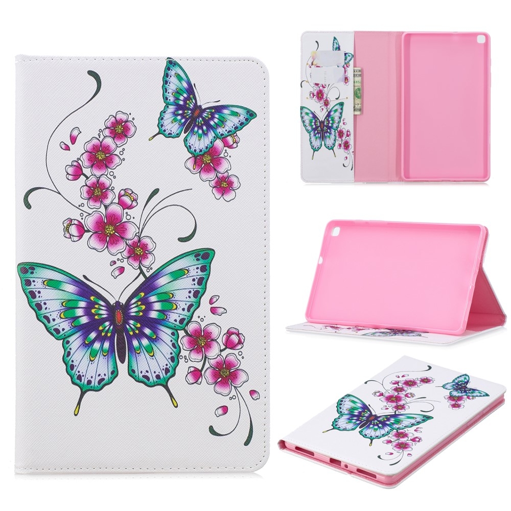 Samsung Galaxy Tab A 8.0 (2019) Leder Tasche mit Kartenfächern - Schmetterlinge
