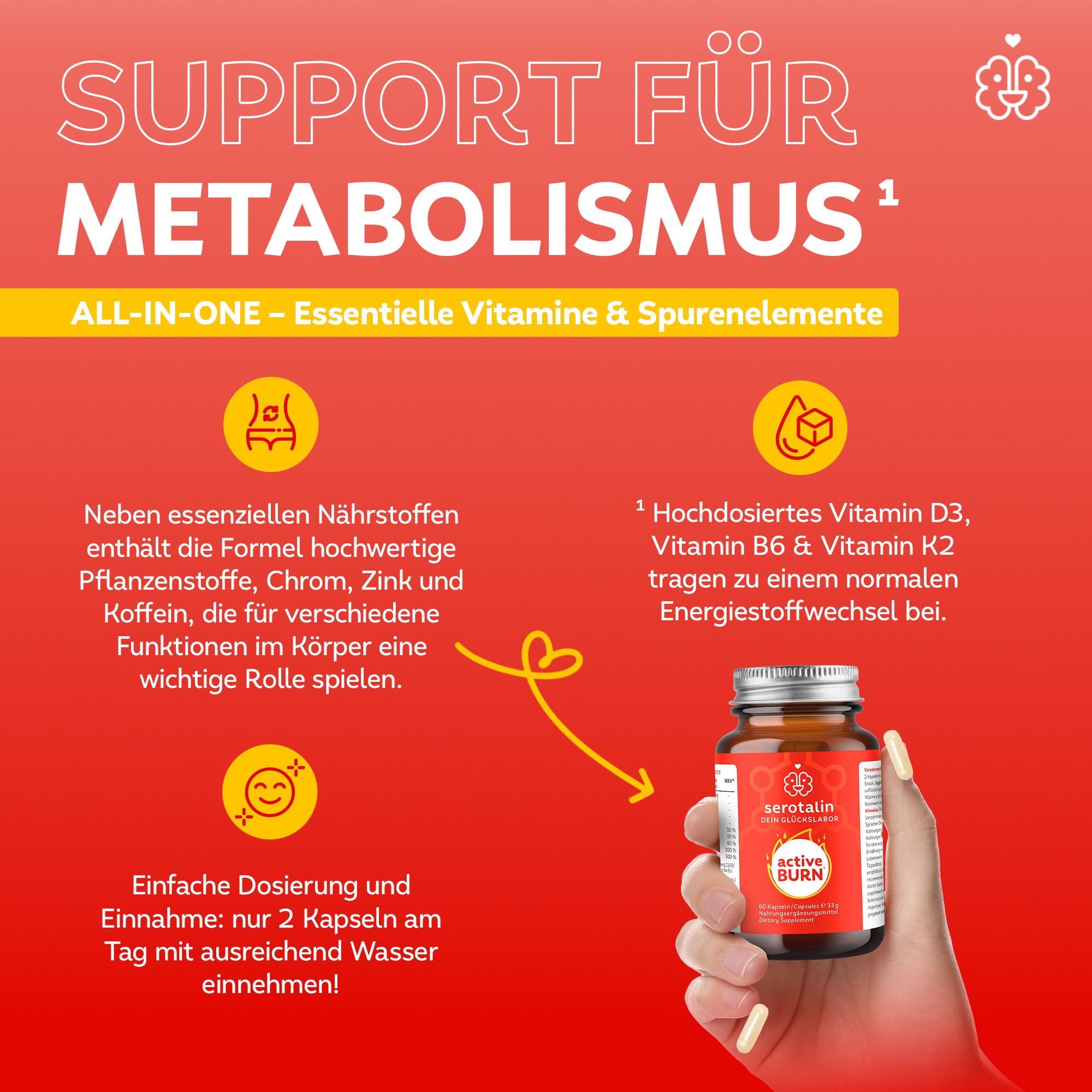 serotalin® ACTIVE BURN 60 STOFFWECHSEL KAPSELN mit Chrom, Zink, Koffein