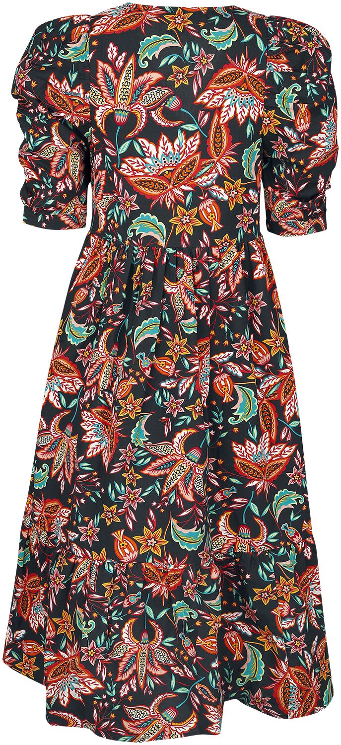 Robe Mi-Longue Col en V & Manches Bouffantes | QED London Robe mi-longue