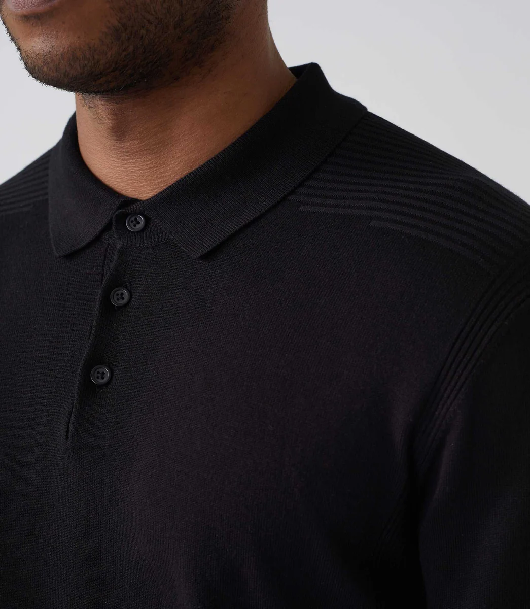 Polo manches longues noir 