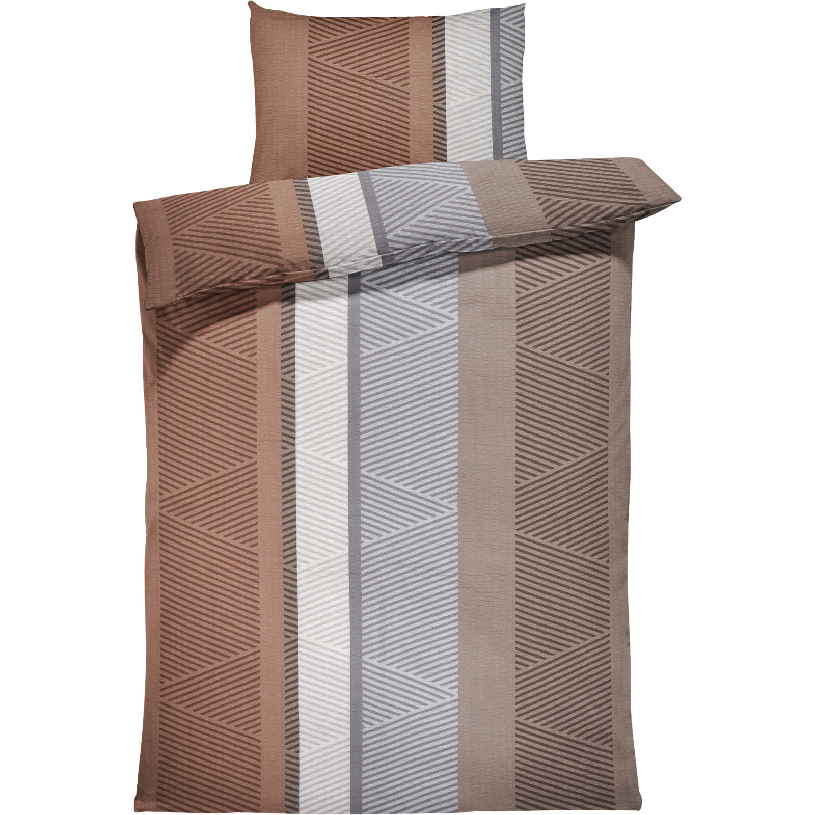 Bettwäsche Seersucker Geometrie braun beige 160x210 65x100 Bettanzug Nord