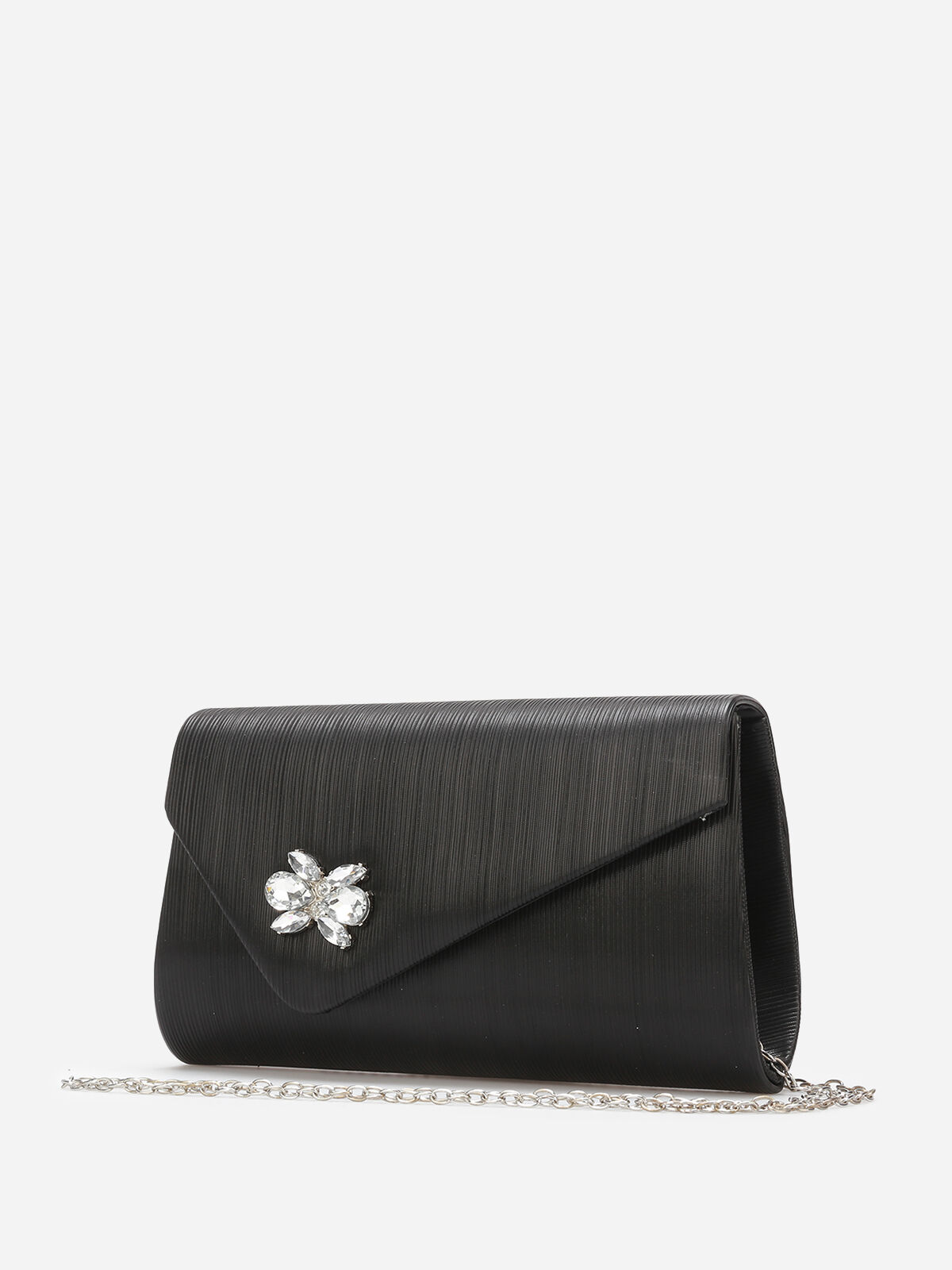 Pochette asymétrique à strass- Noir
