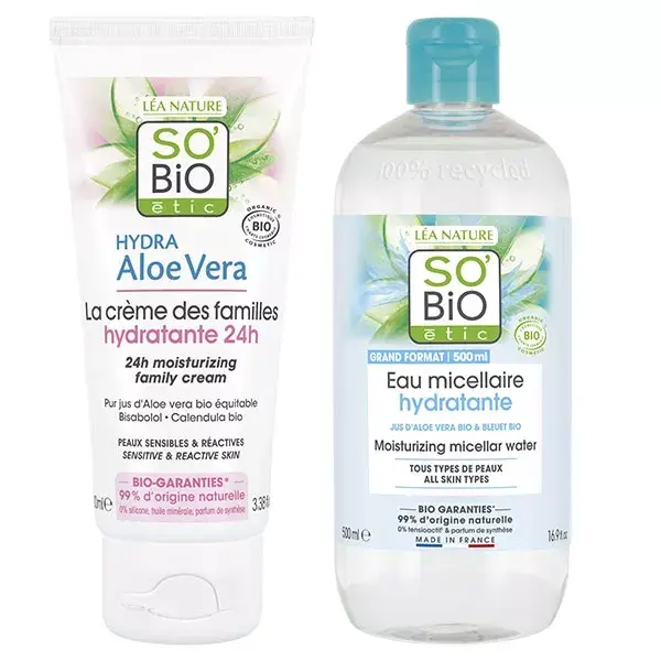 Rotina So'Bio Étic: Meus hidratantes básicos com aloe vera.