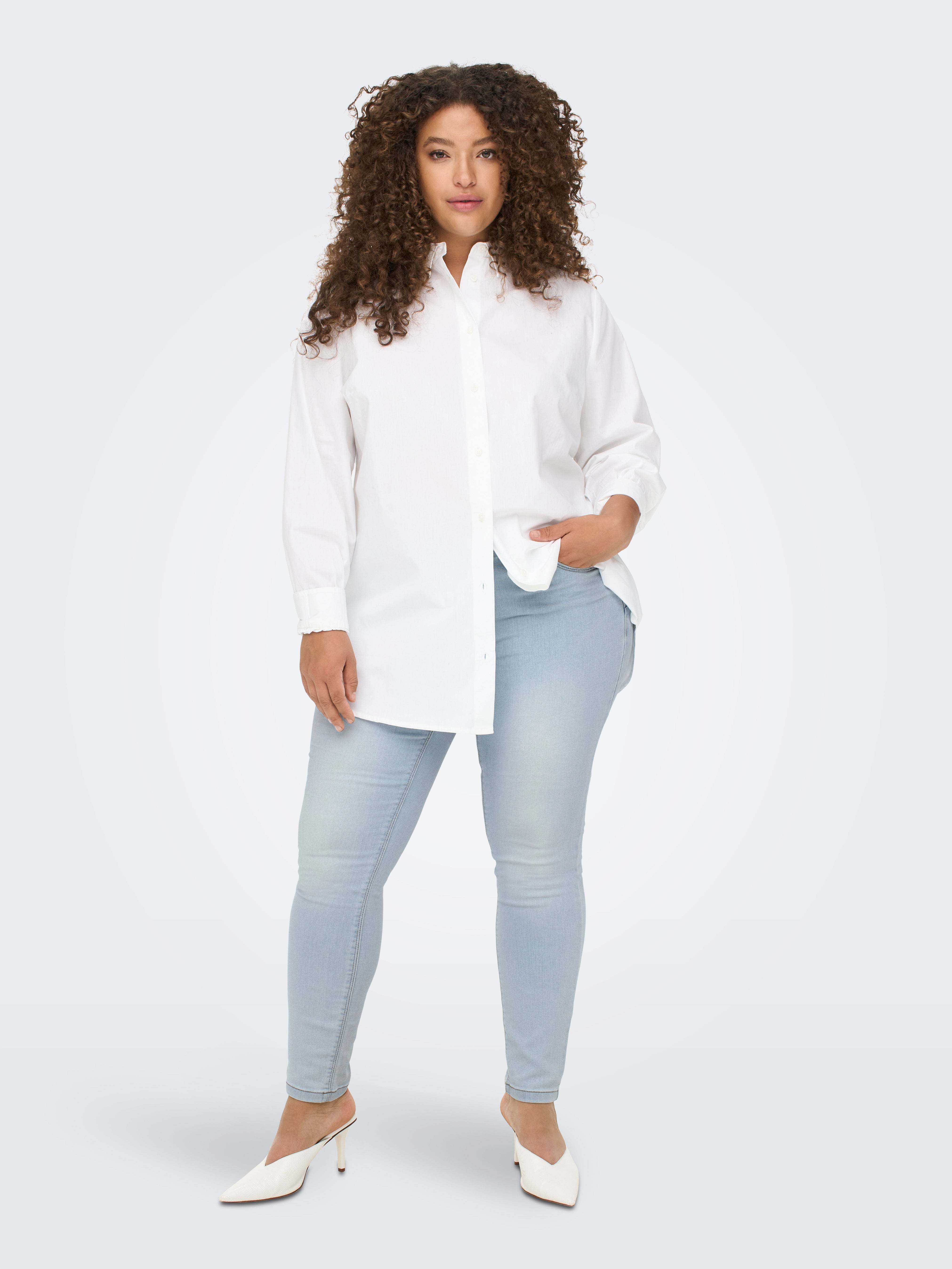 CARPAISY Mittlere Taille Skinny Fit Jeans Light Blue Denim