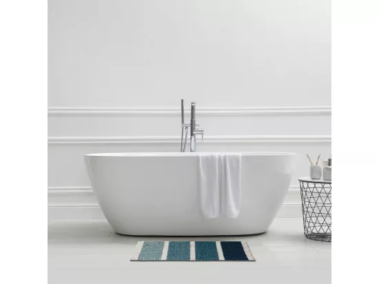 Tapis de bain déco à rayures en polycoton 50x80cm