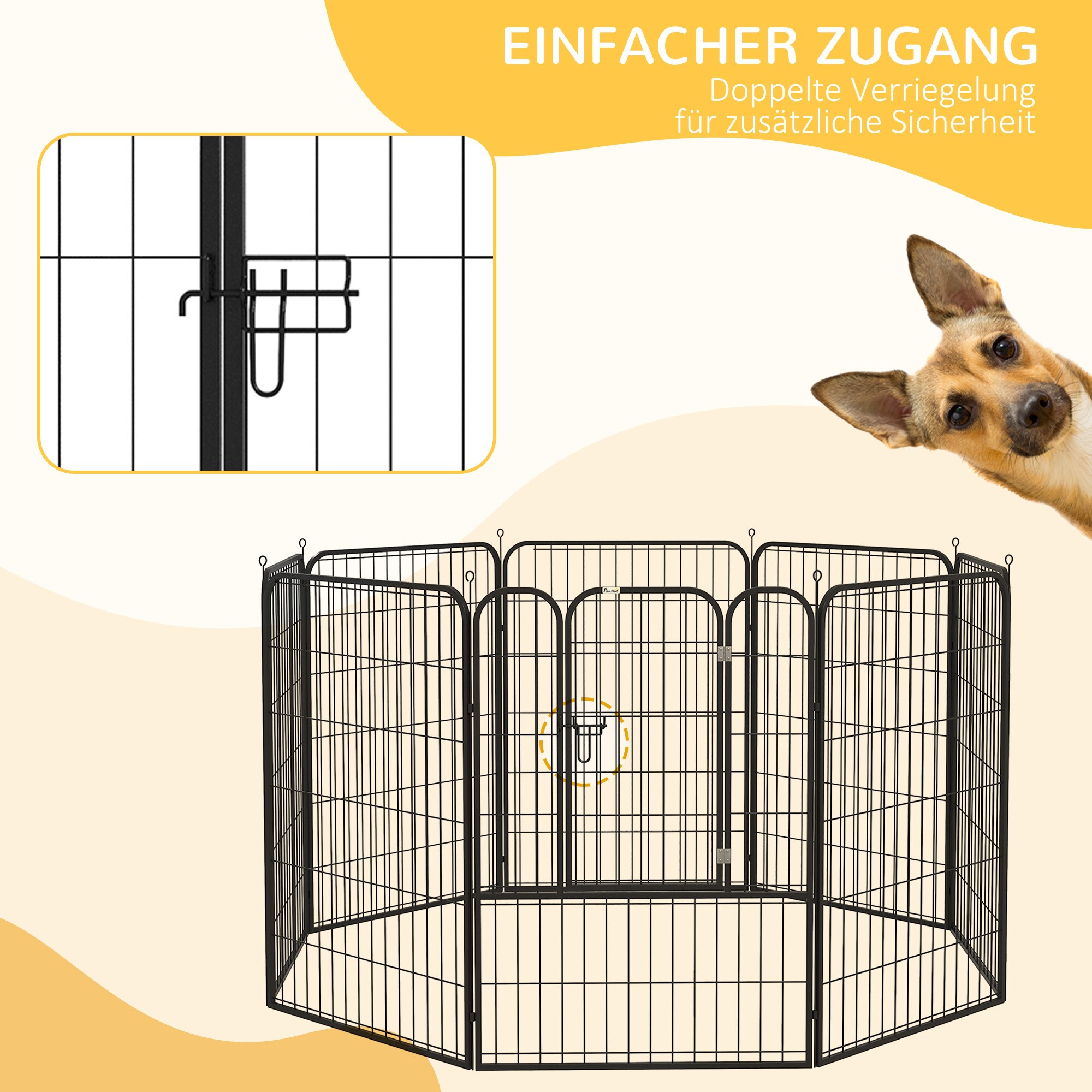 PawHut Laufstall schwarz 79 x 100 Pro Gitterelement (8 insgesamt) (BxH)