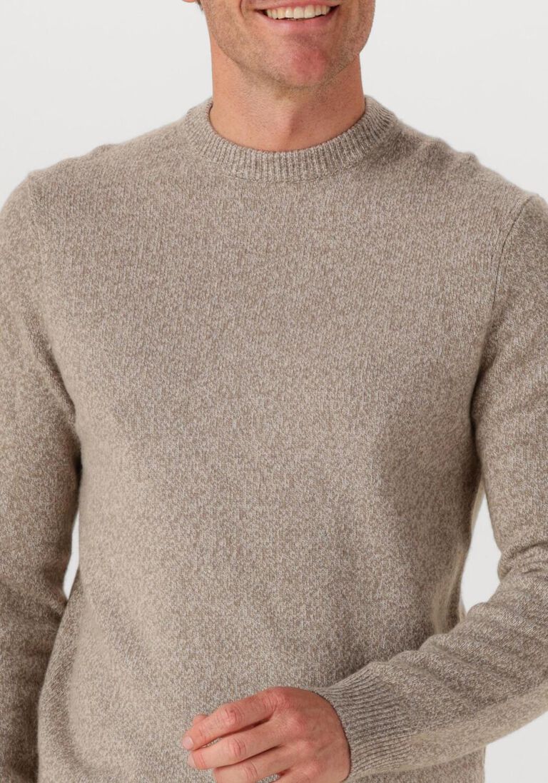 beige profuomo trui pullover crew neck woolblend