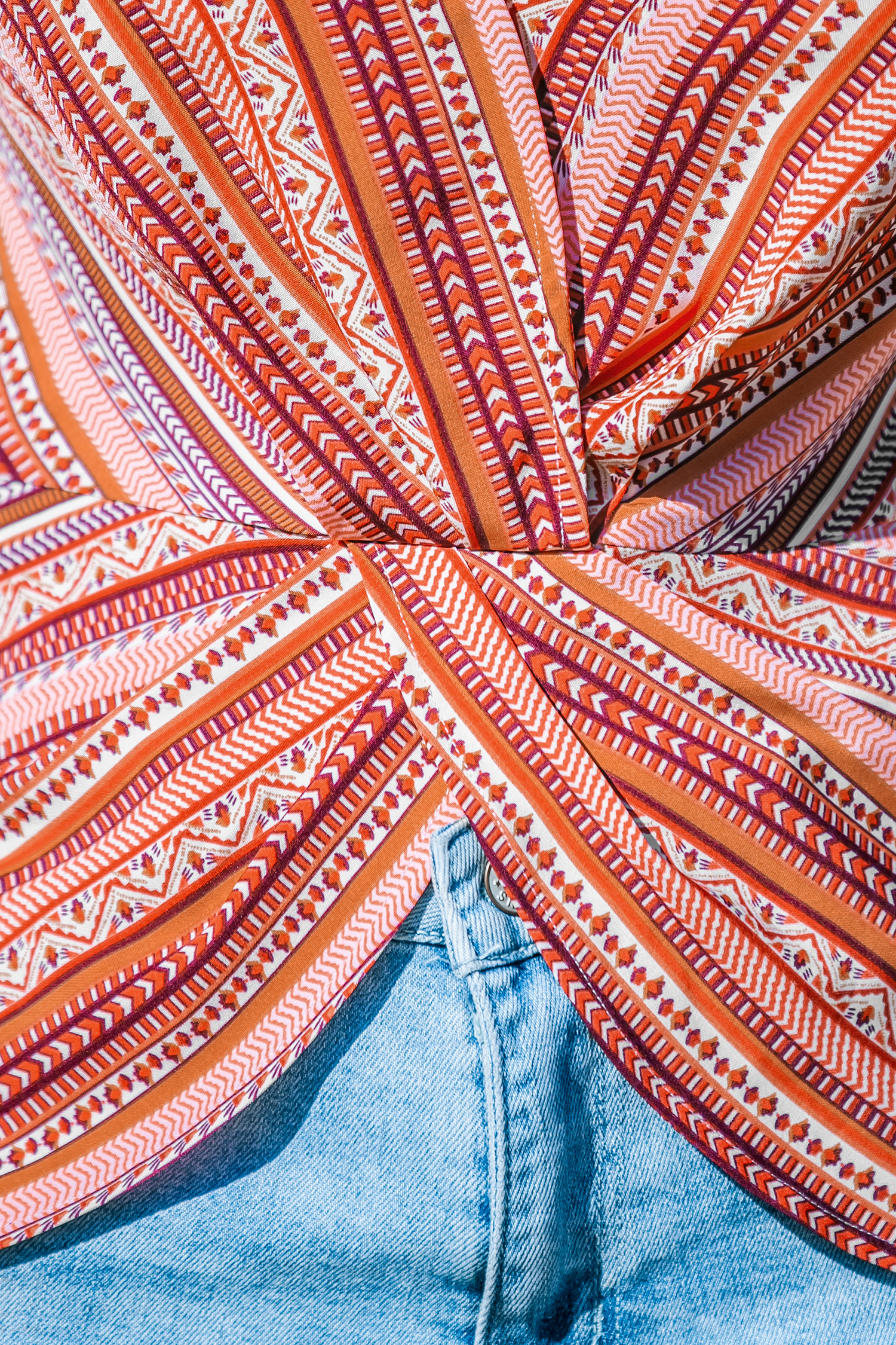 Débardeur torsadé à rayures boho rose