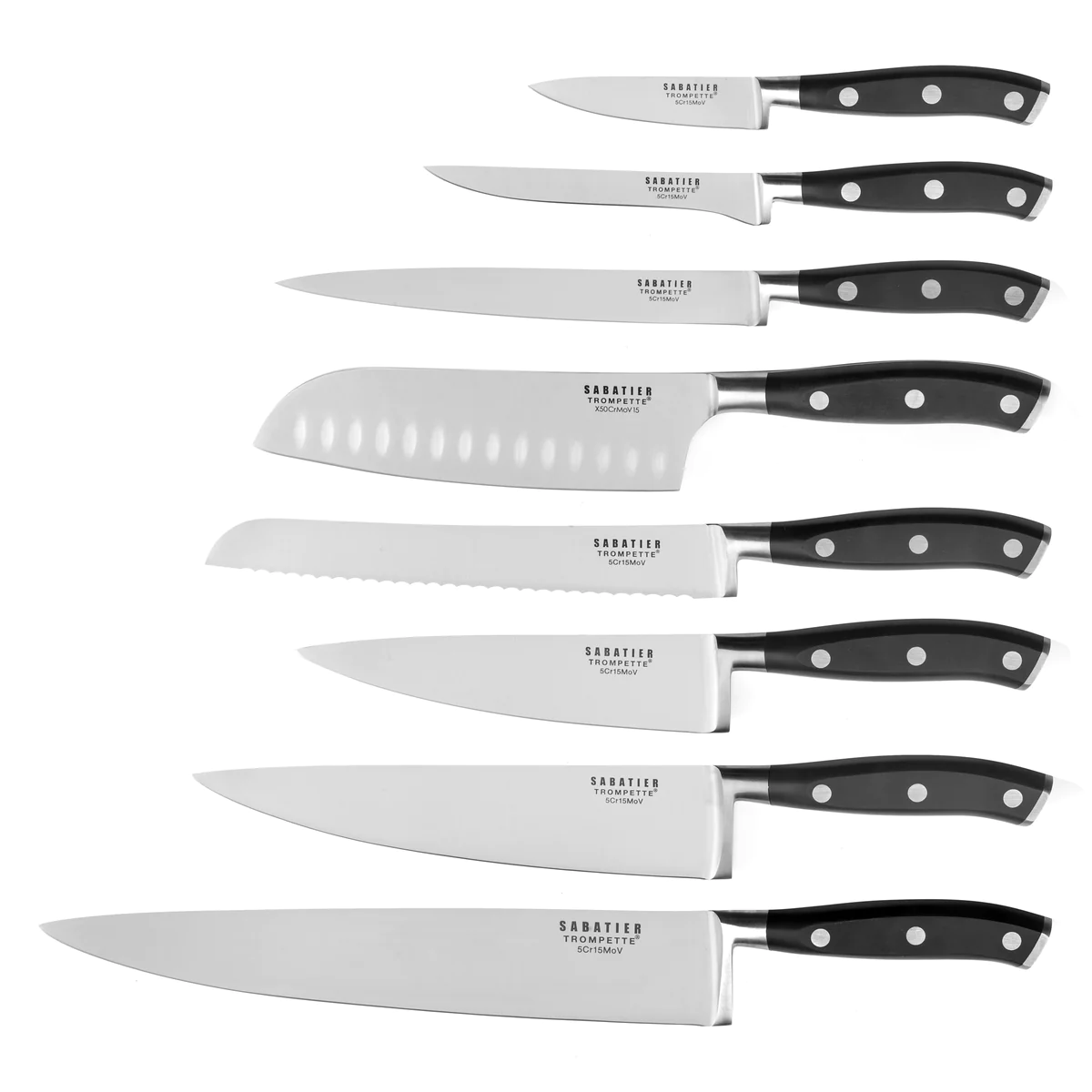 Vulcano - Set 5 couteaux de cuisine Sabatier Trompette