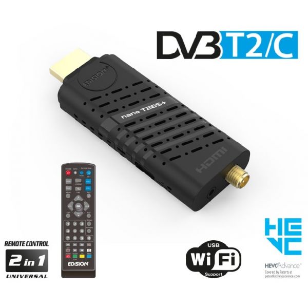 Edision Mini Receptor T/ Pen Full Hd Dvb-t2/c (cabo   Tdt) H265 Hevc