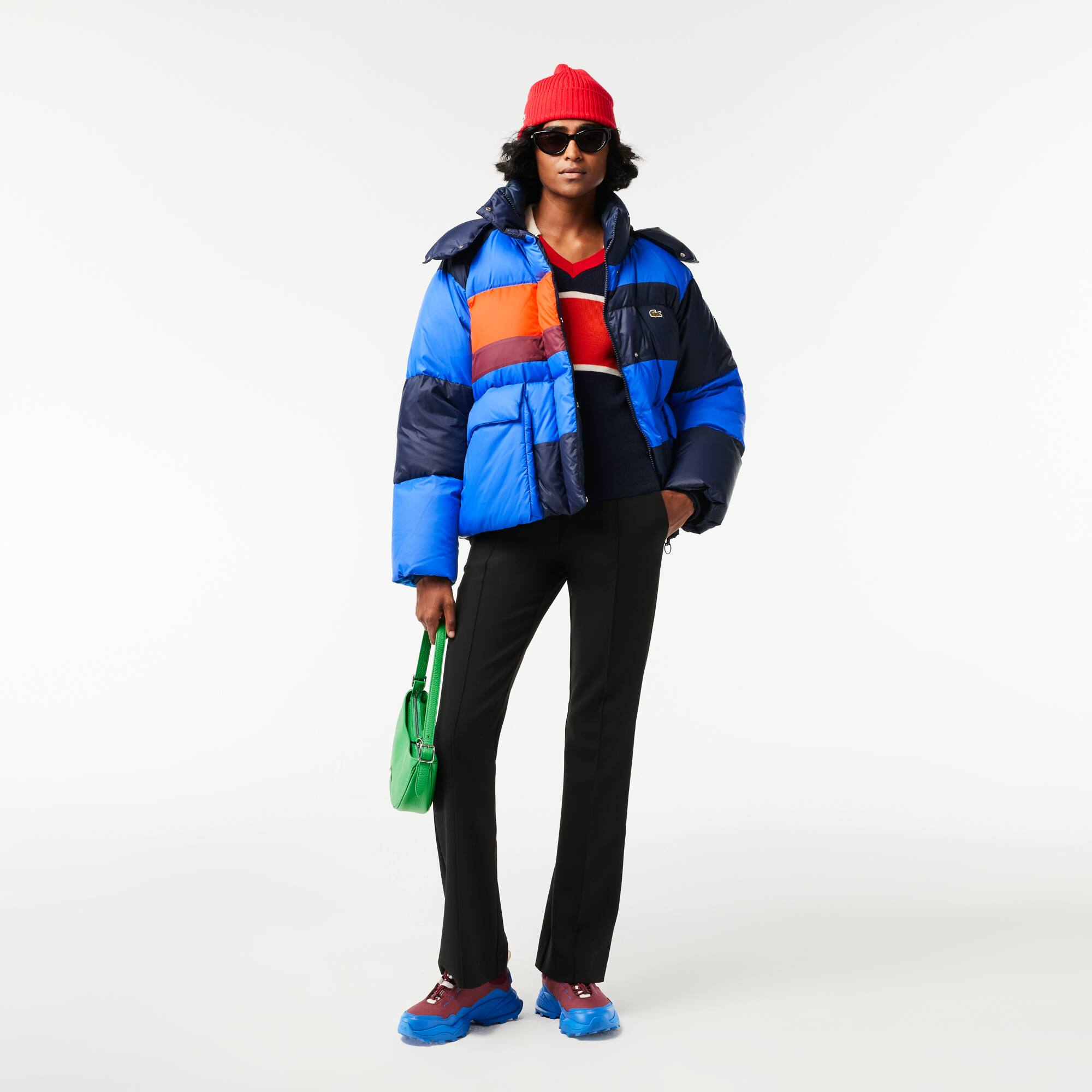Doudoune oversize en duvet avec capuche amovible Manteaux & Vestes - Bleu - Lacoste - Femme