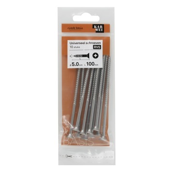 KARWEI unischroef platkop rvs 5x100 mm (10 stuks)