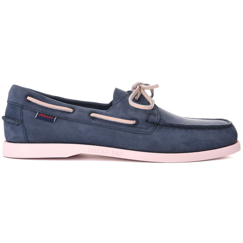 DOCKSIDES NUBUCK Blue Navy Baby Pink-CHAUSSURES BATEAU POUR HOMME EN NUBUCK Blue Navy