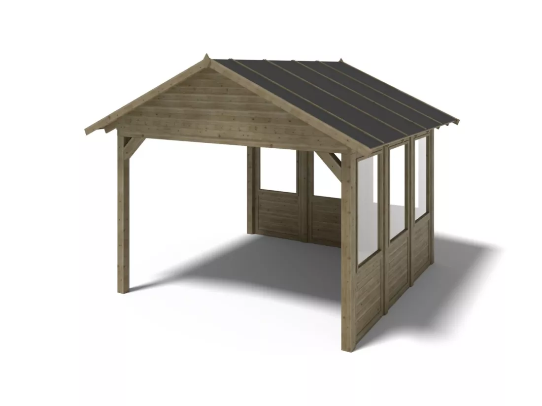 Pergola de jardin 4,04x4,04m avec panneaux - traité - ALT127 - ALTANKA