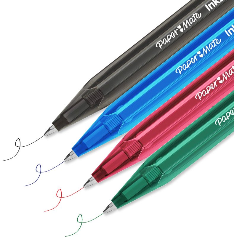 Stylo bille Paper Mate Inkjoy 100 rétractable écriture moyenne 1 mm - Pochette de 8