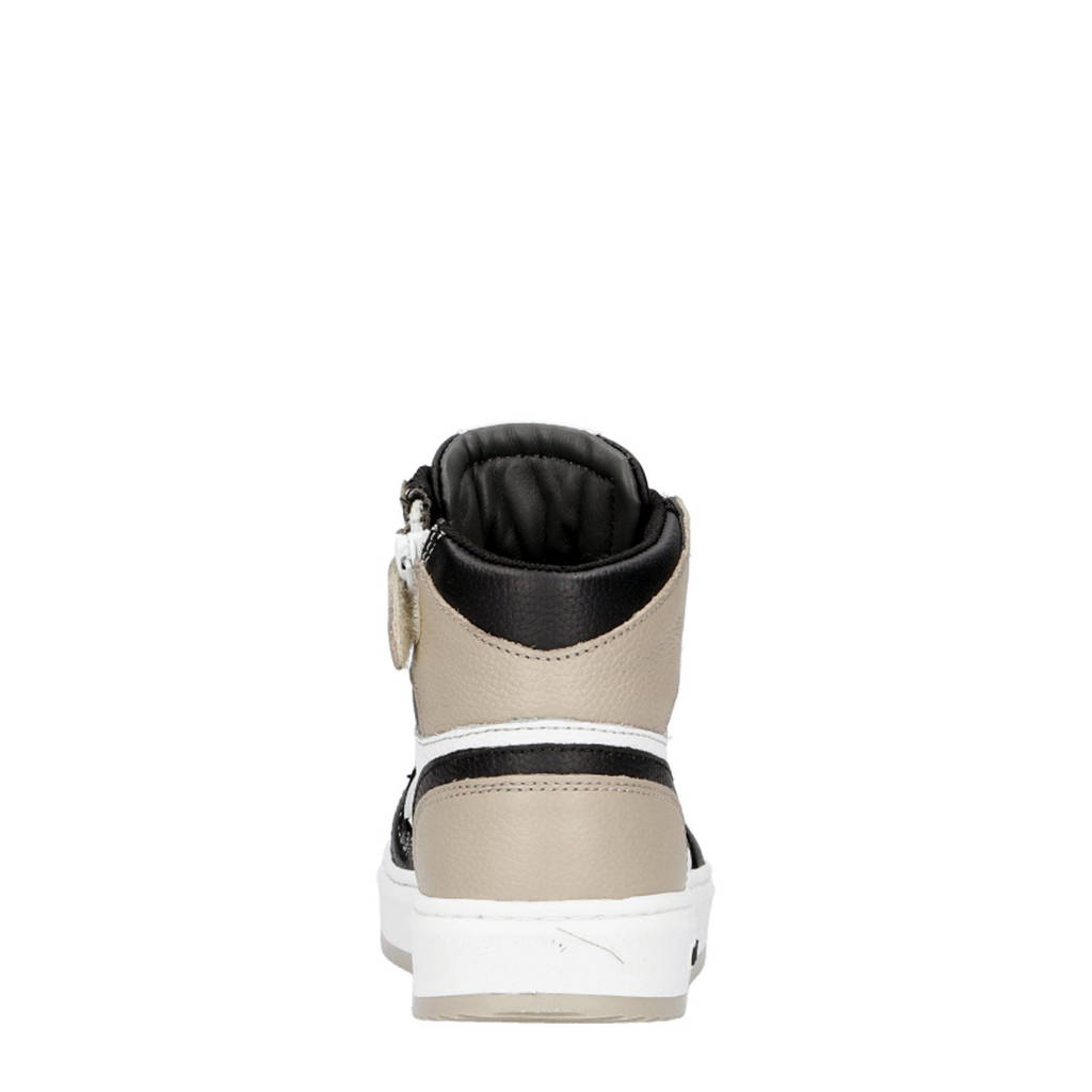 Hip leren sneakers taupe/zwart