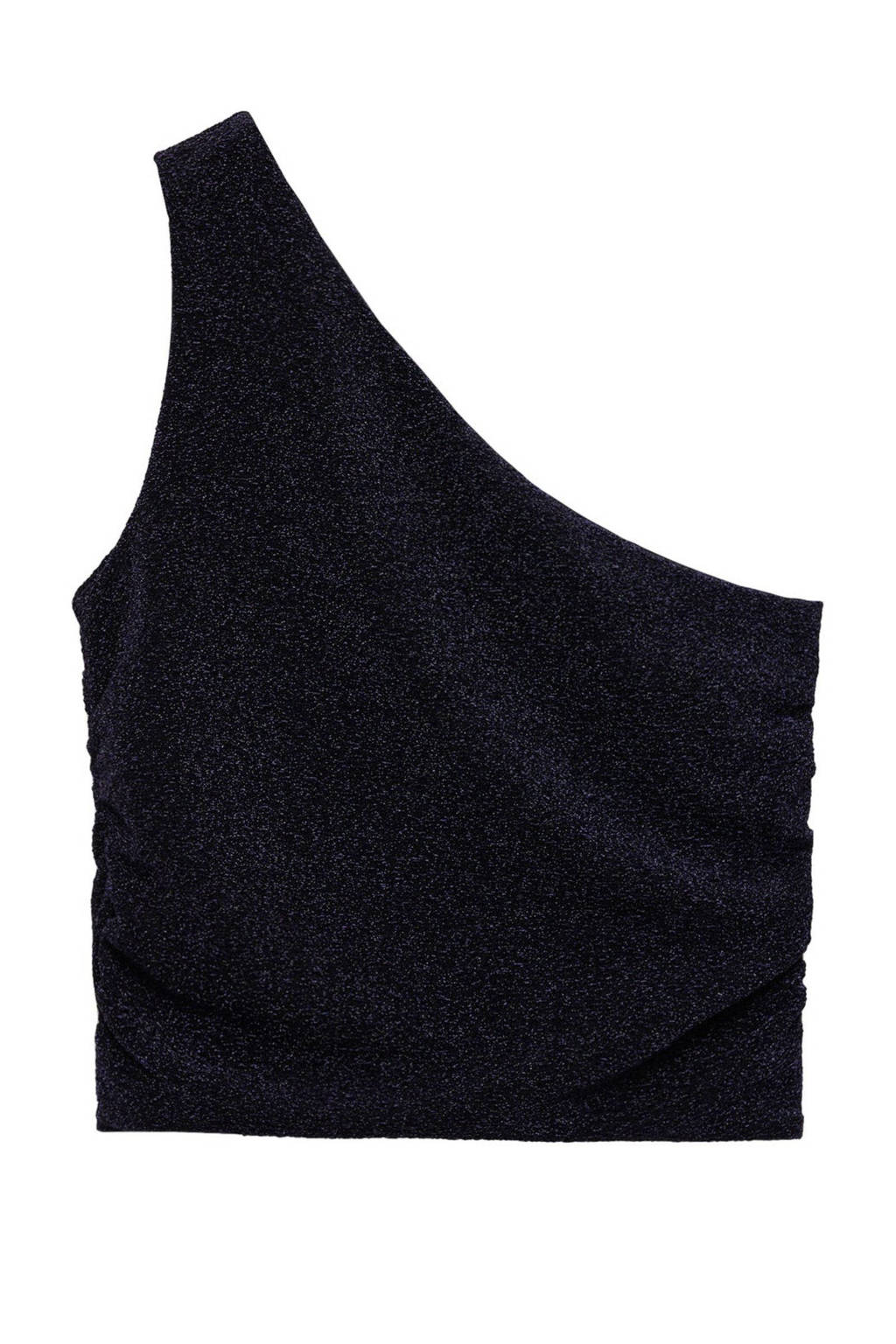 MANGO TEEN one shoulder top donkerblauw glitter
