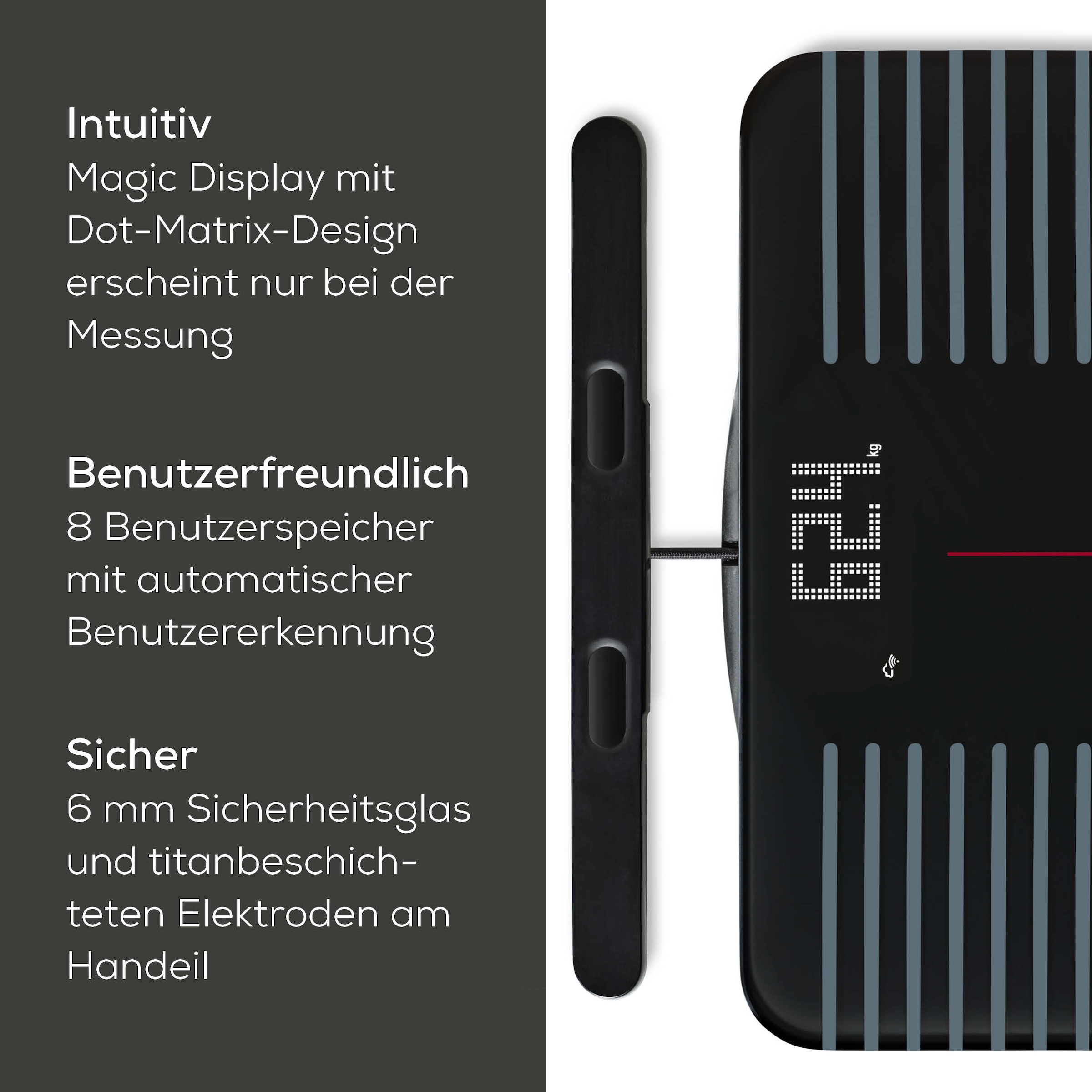 BEURER Körper-Analyse-Waage »BF 990 Diagnosewaage zur Ganzkörperanalyse, 180 kg, App-Verbindung« Mit Handsensoren und App-Anbindung via WIFI/Bluetooth, 25 Messwerte