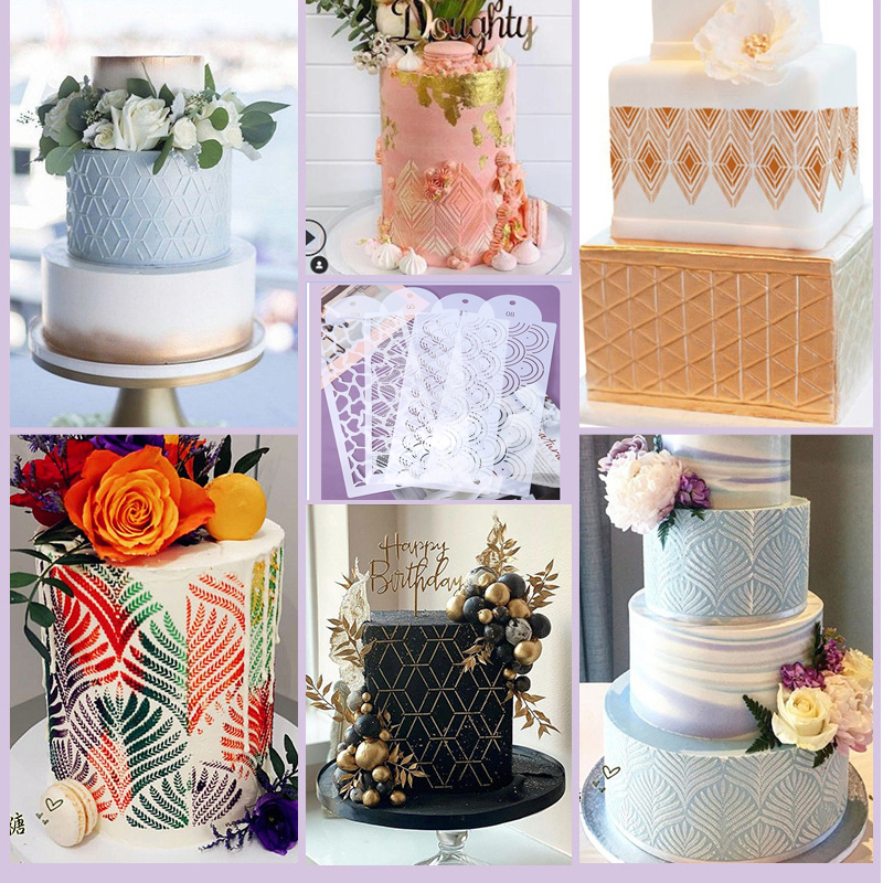 (15er Set) Kuchen Schablone Torten Topper Fondant Dekoration - Ornamente