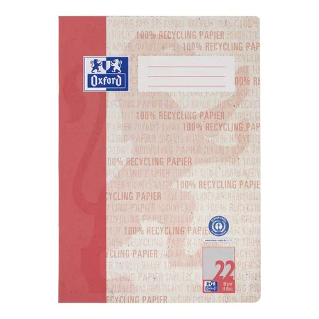 Oxford Recycling Schulheft A4, 16 Blatt, Lineatur 22 (kariert), 90 g/m², Optik Paper®