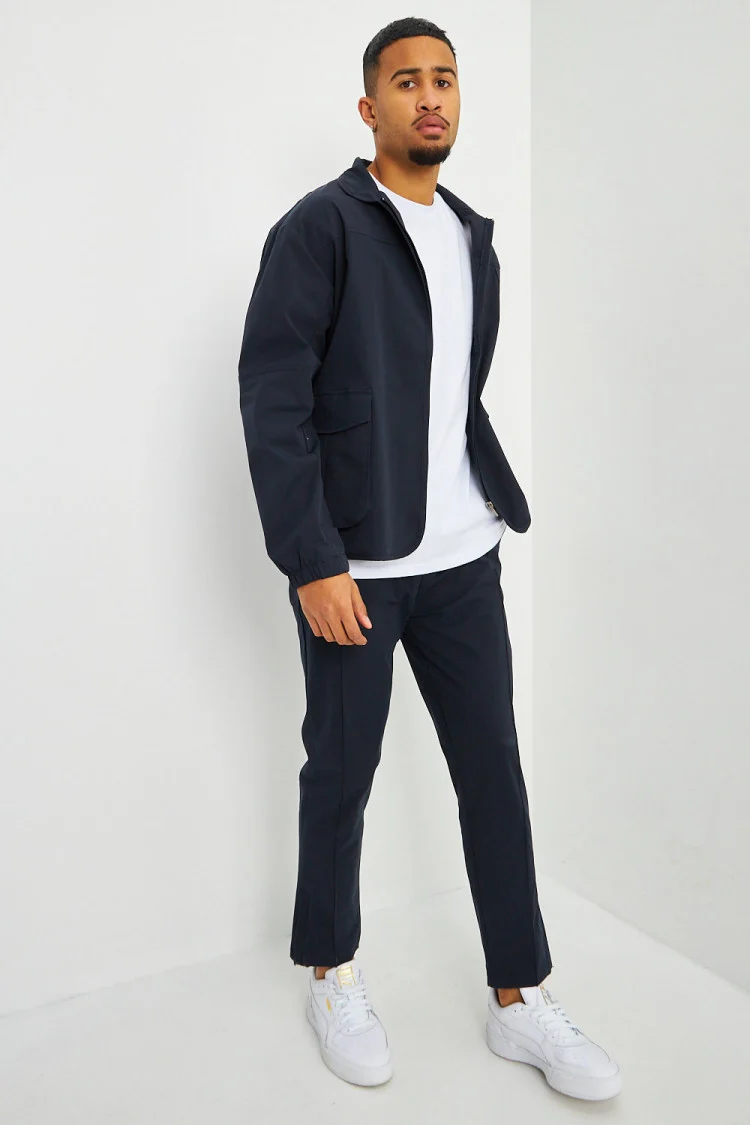 Pantalon de jogging habillé bleu marine coupe droite