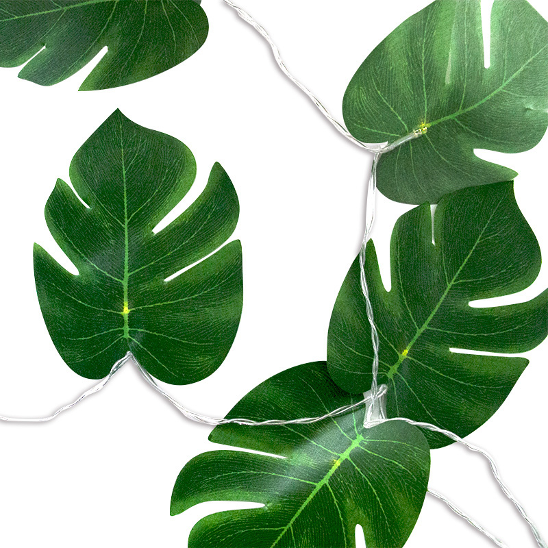 (3m) 20 LED's Sommer Deko Lichterkette Grosse Palmblätter Beleuchtung (Batteriebetrieben) - Warmweiss