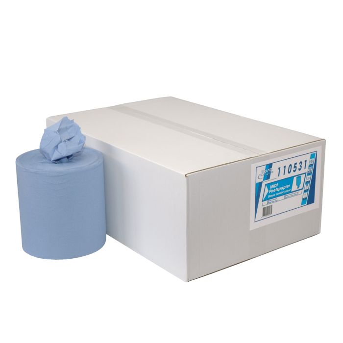 Poetspapier 6st Midi Coreless Blauw 1 laags 300m 6 rollen (110531)