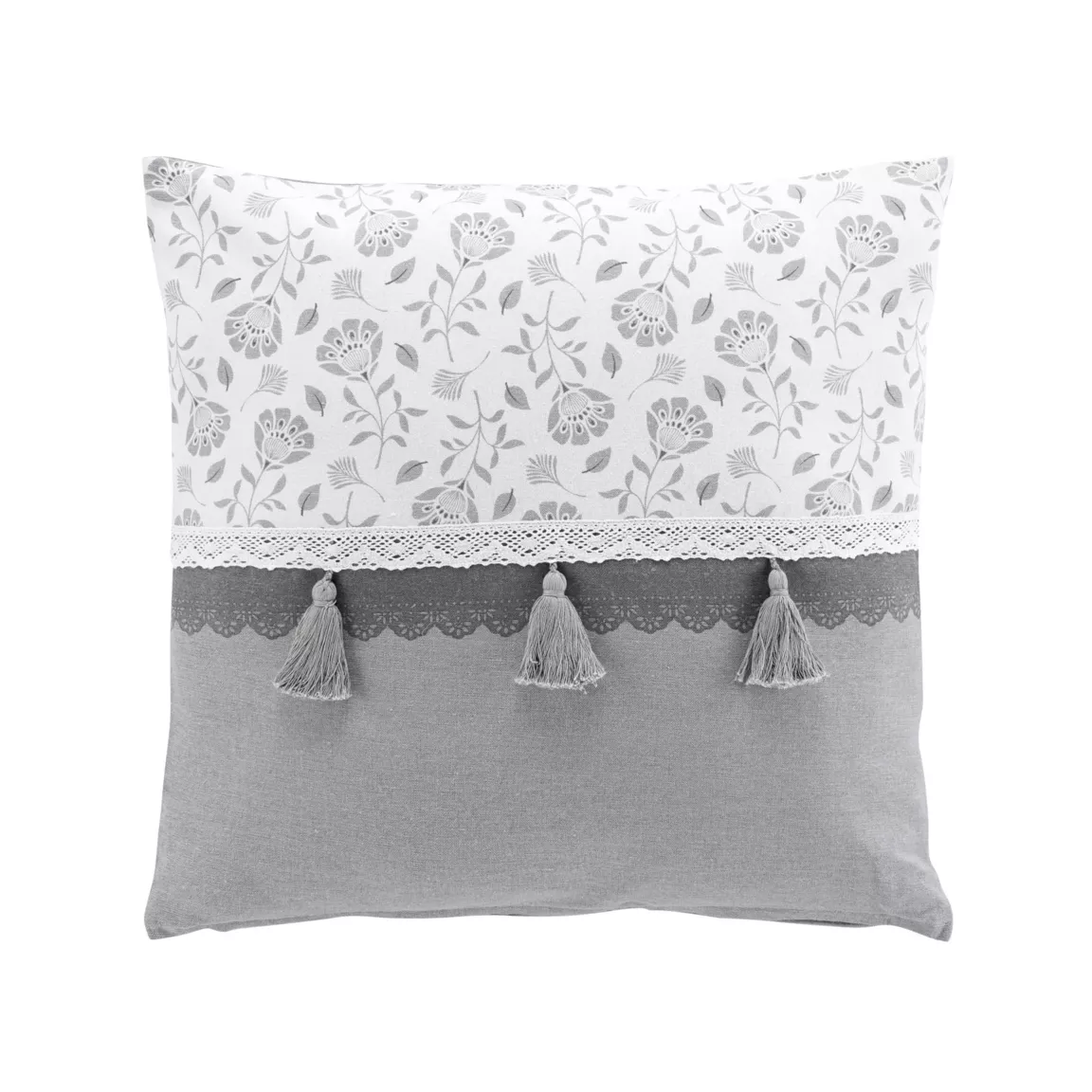 Coussin carré coton (50 x 50 cm) Flavie Gris