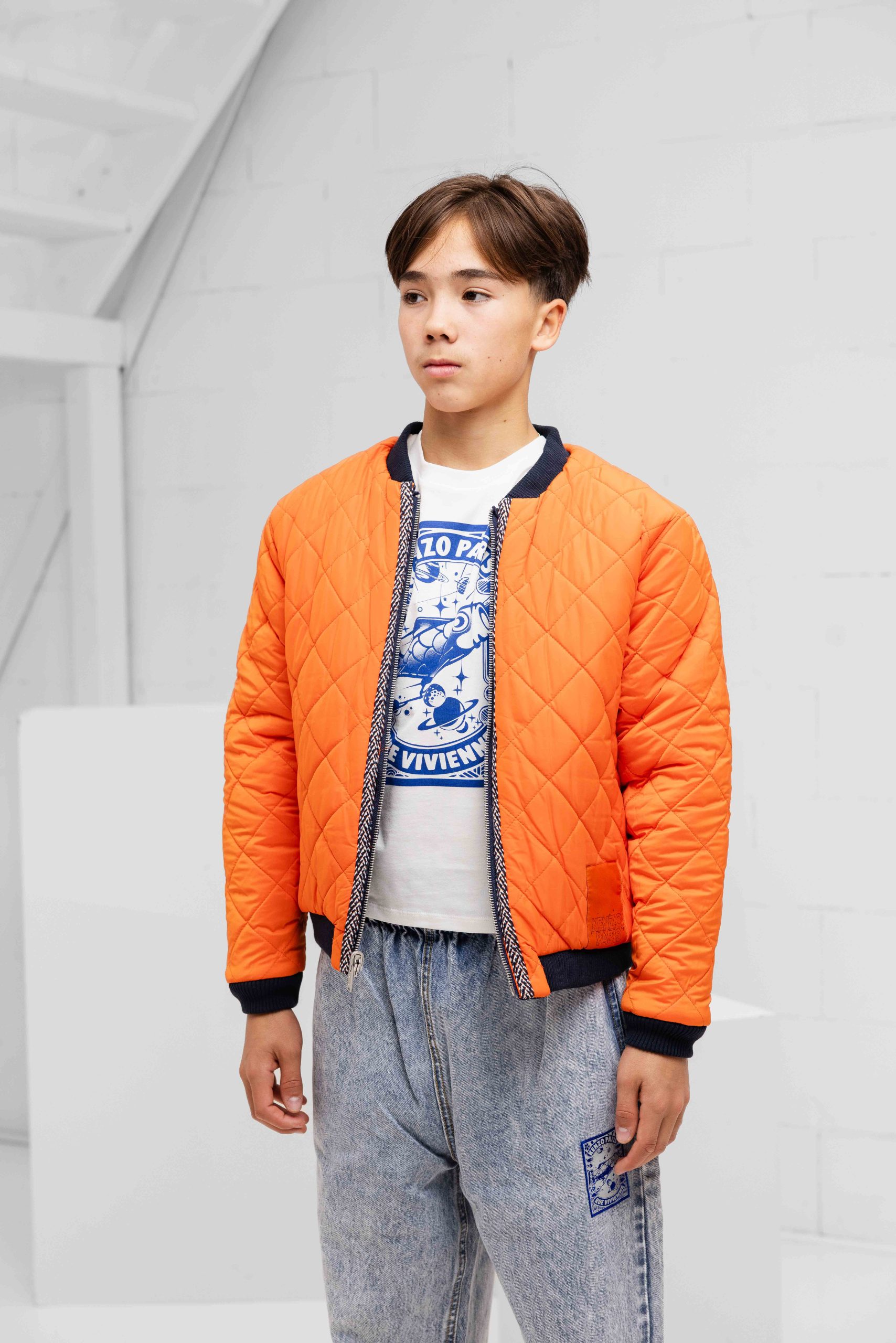 Kenzo Galaxy Embroidered Reversible Jacket Kids Donkerblauw