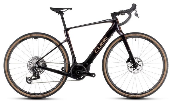 Vélo de Gravel Electrique Cube Nuroad Hybrid C:62 SLT 400X Sram Force eTap AXS/Sram XX SL Eagle AXS 12V 400 Wh 700 mm Violet Orange Solareclipse