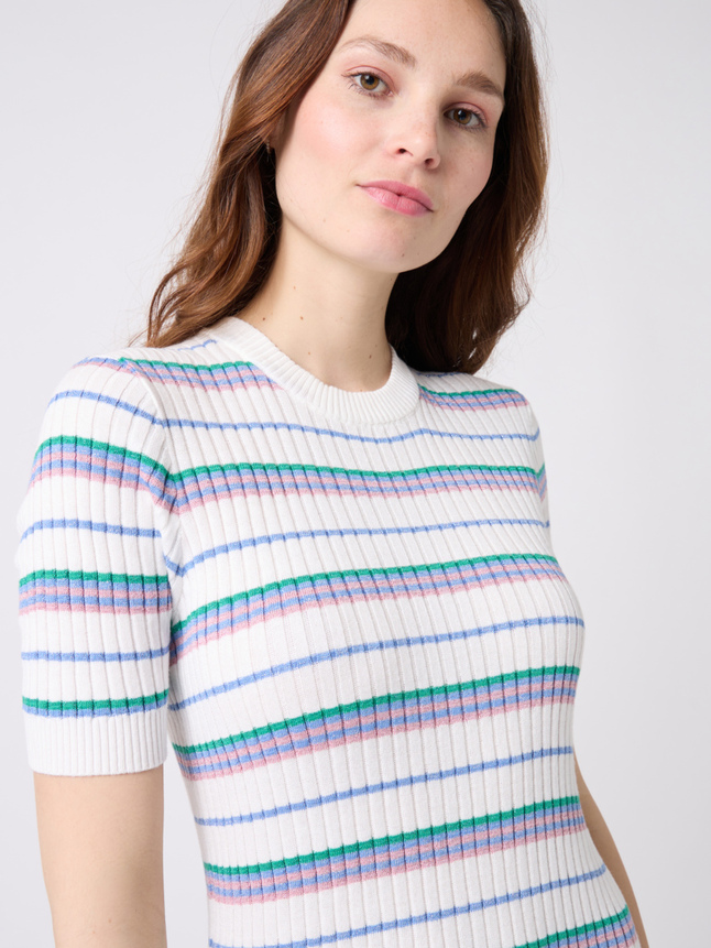 Robe en maille rayée