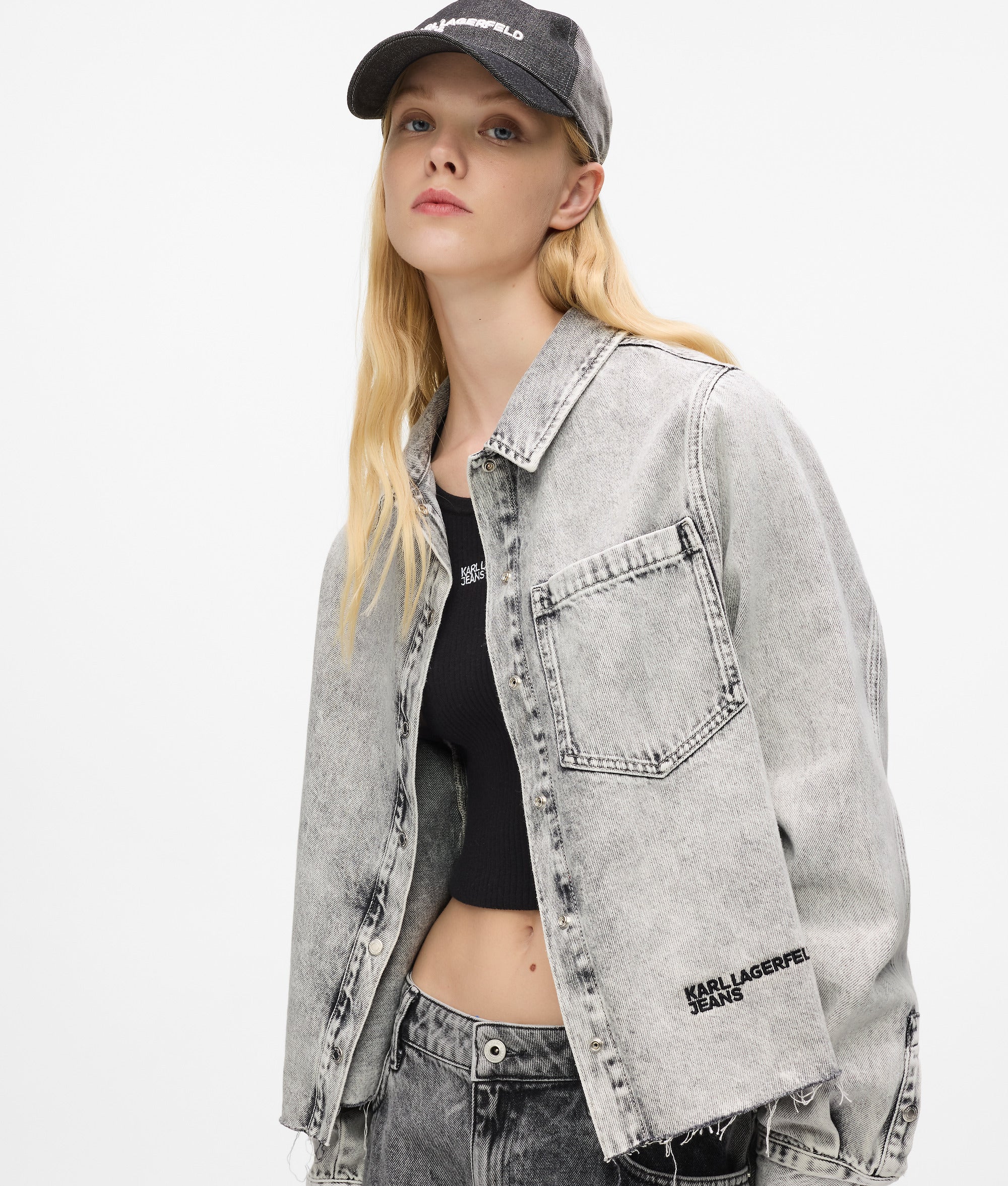 Gebleekt denim overhemd