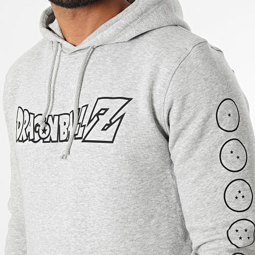 Sweat Capuche Front And Sleeve Gris Chiné Noir