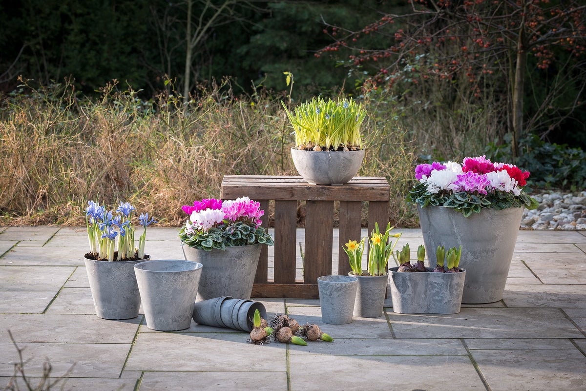 Artstone bloempot Claire D27 H24 cm grijs