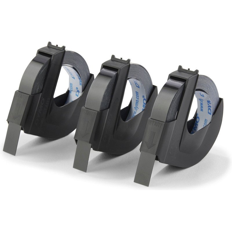 Ruban vinyle 3D Dymo noir écriture blanche 9 mm S0847730 - Blister de 3