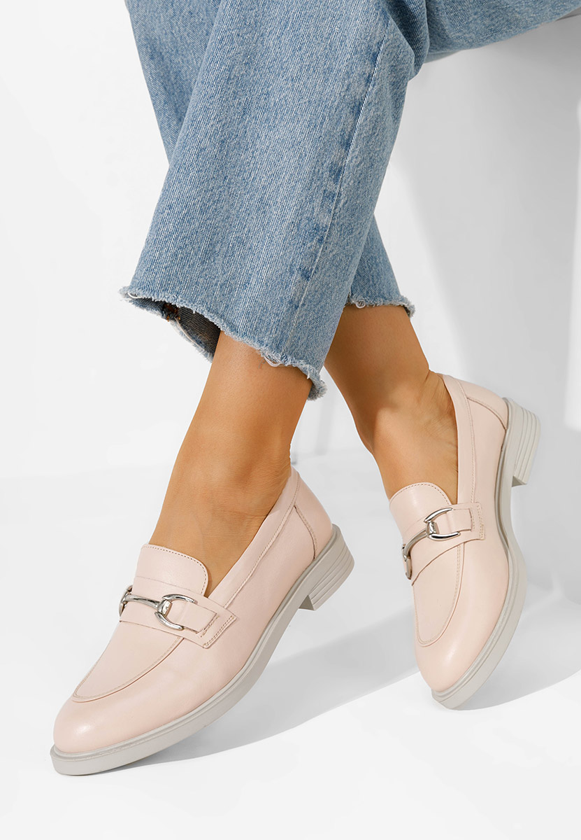 Mocassins en cuir naturel roses Noreen
