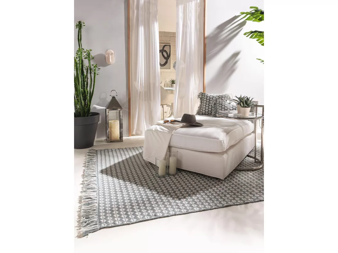 Tapis fabriqué à partir de matériaux recyclés Morty Bleu 80x150 cm
