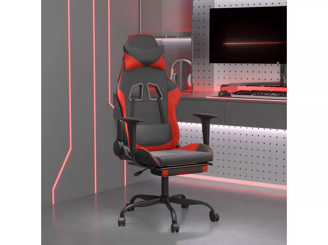 Chaise de jeu de massage avec repose-pied Noir&Rouge Similicuir