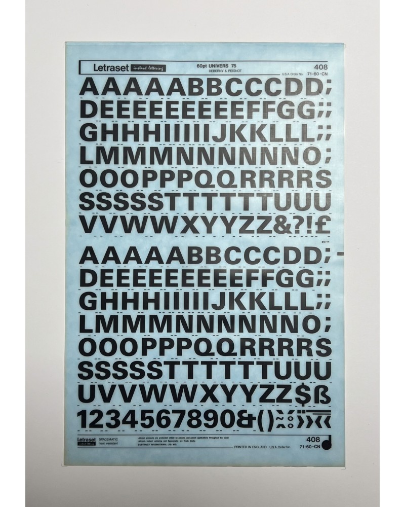 Letraset 408 - UNIVERS 75 - 60pt