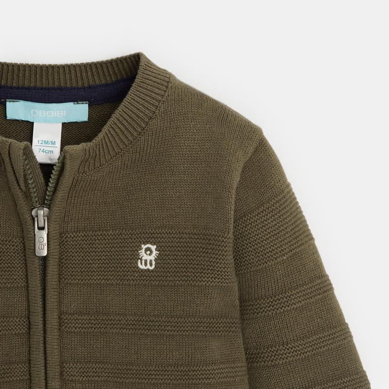 Gilet zippé maille fantaisie vert bébé garçon Vert