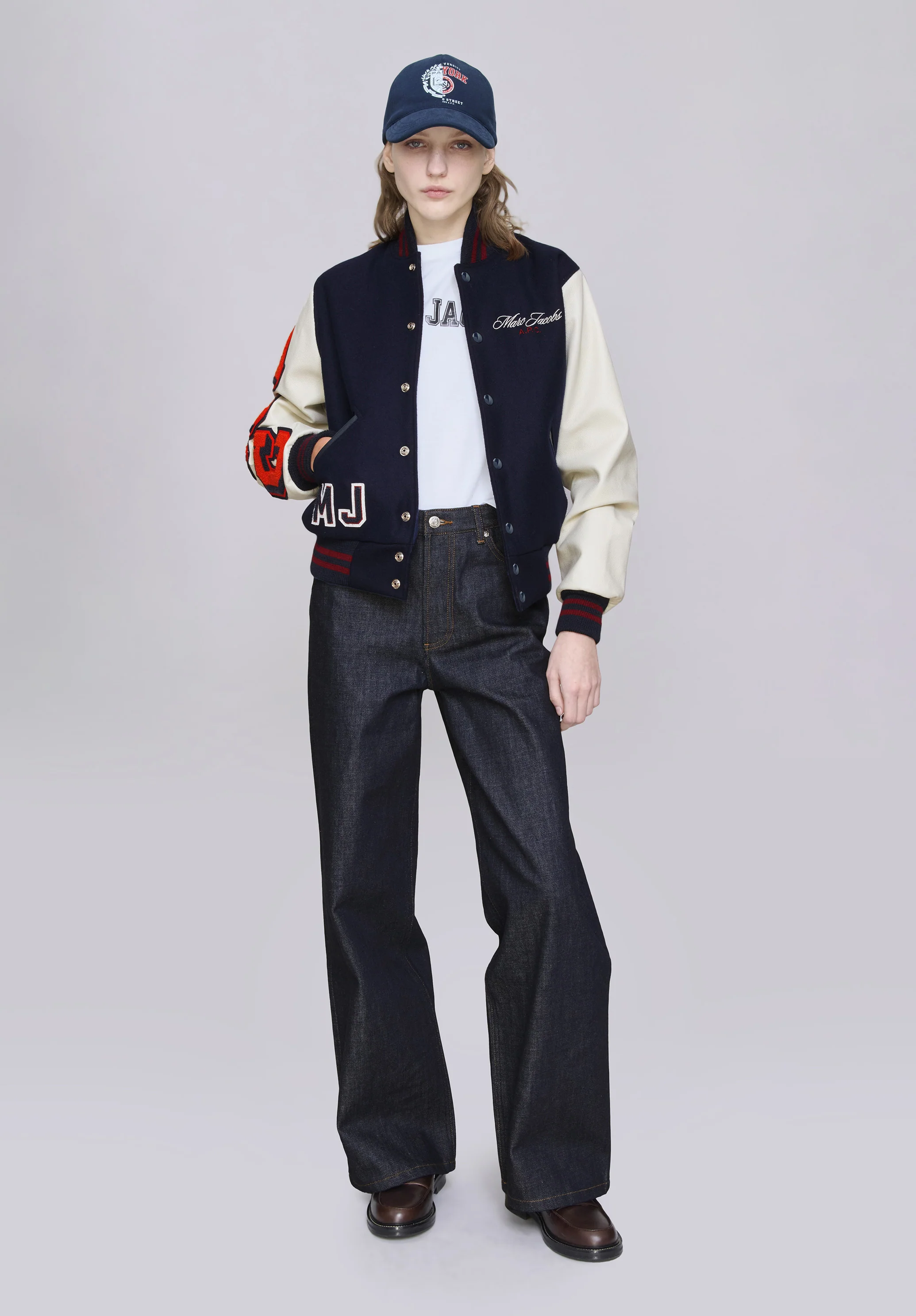 A.P.C. x Marc Jacobs. The Varsity Jacket - Dark navy/blanc casse