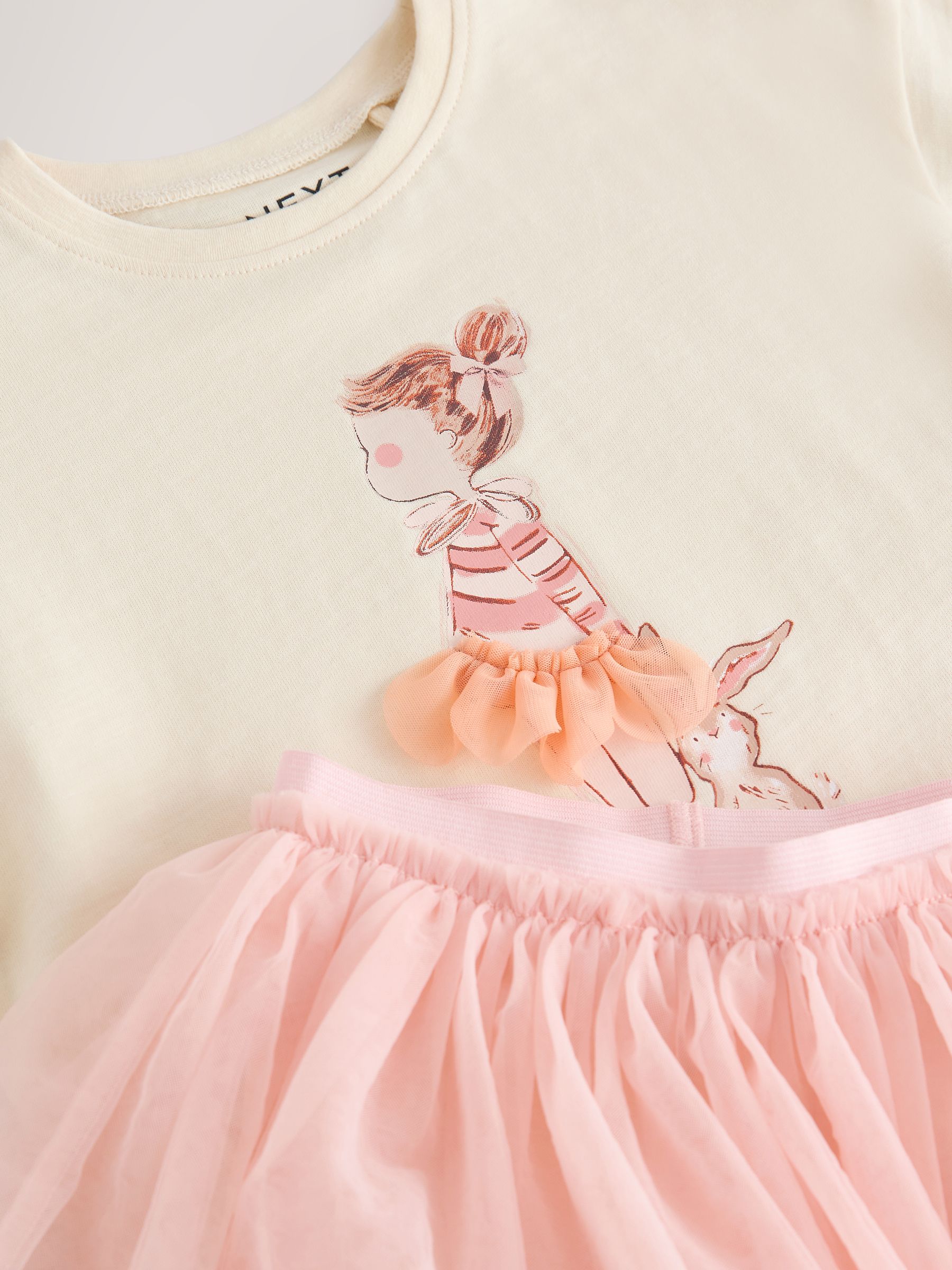 Roze/wit - Set van top met korte mouwen en rok (3 mnd - 7 jr)