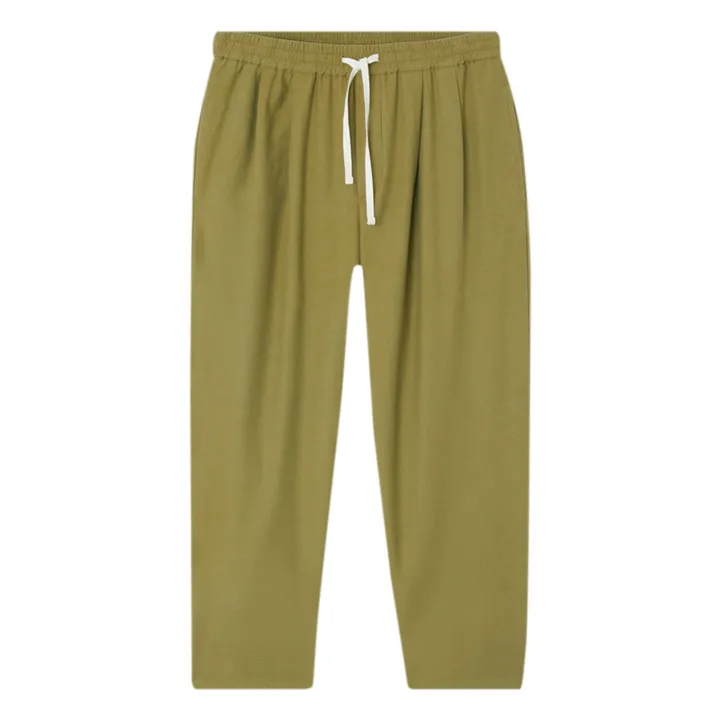 American Vintage Pantalon Elastiqué Zarydok Coton et Lin | Vert kaki