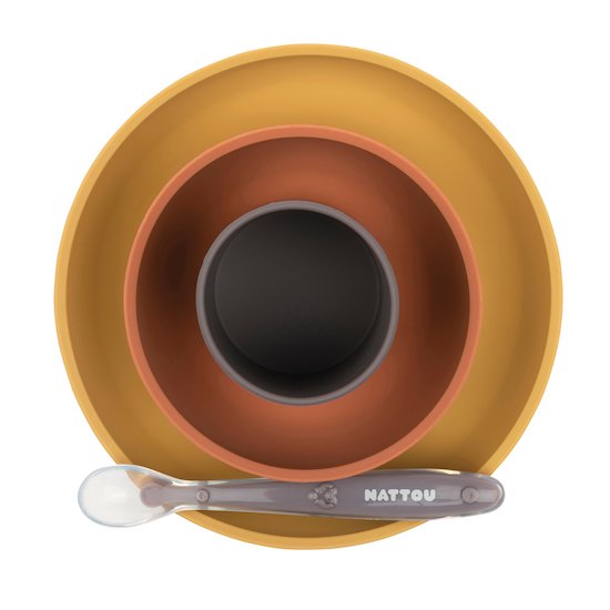 Coffret de repas 4 pièces   ocre/terracotta        de               Nattou