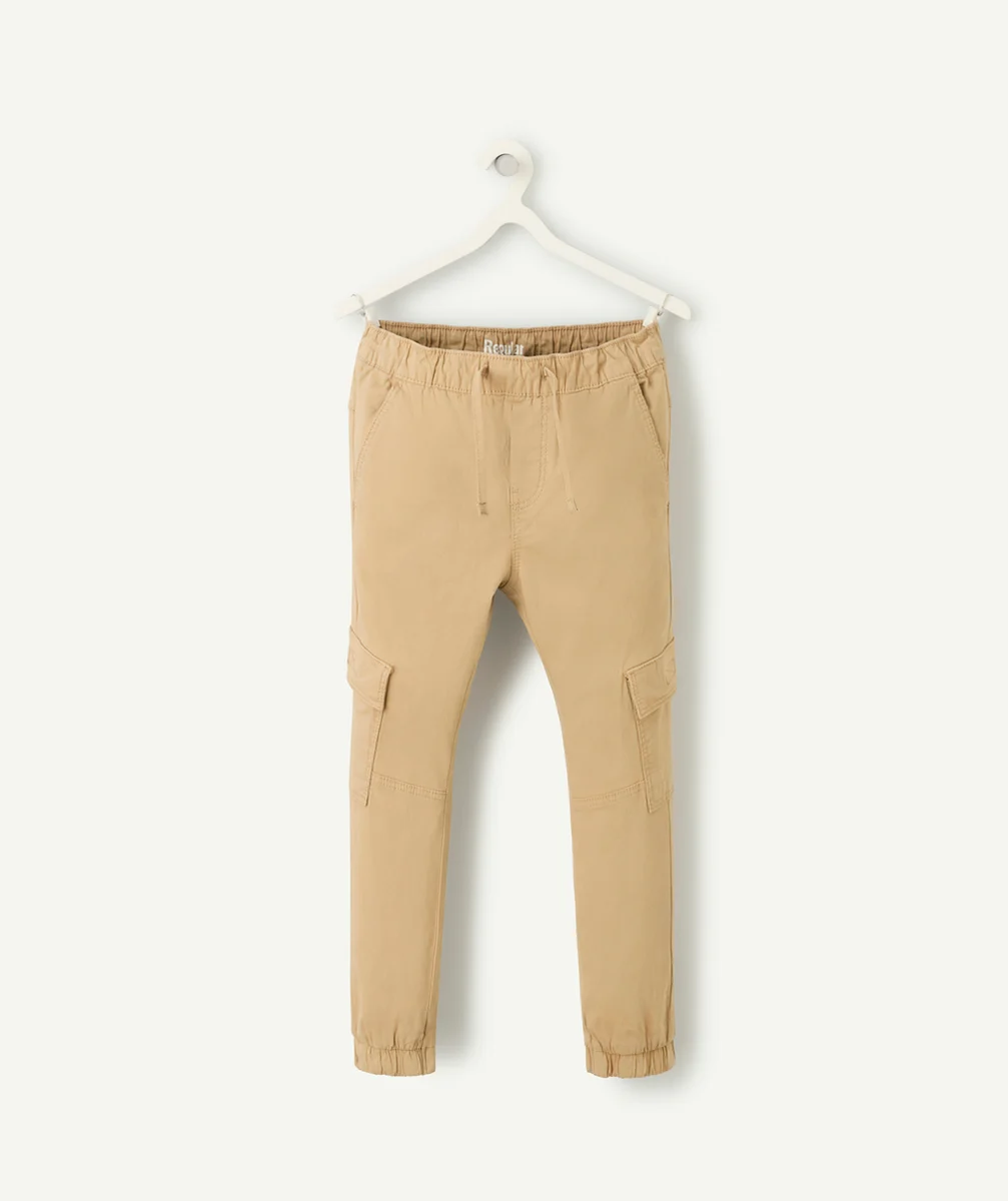 pantalon cargo garçon couleur beige avec poches