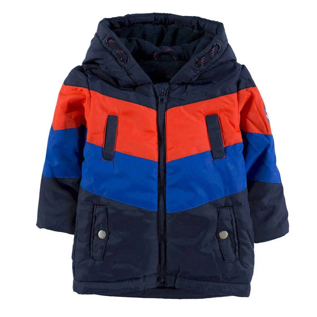 Tom Tailor babywinterjas donkerblauw/oranje/blauw